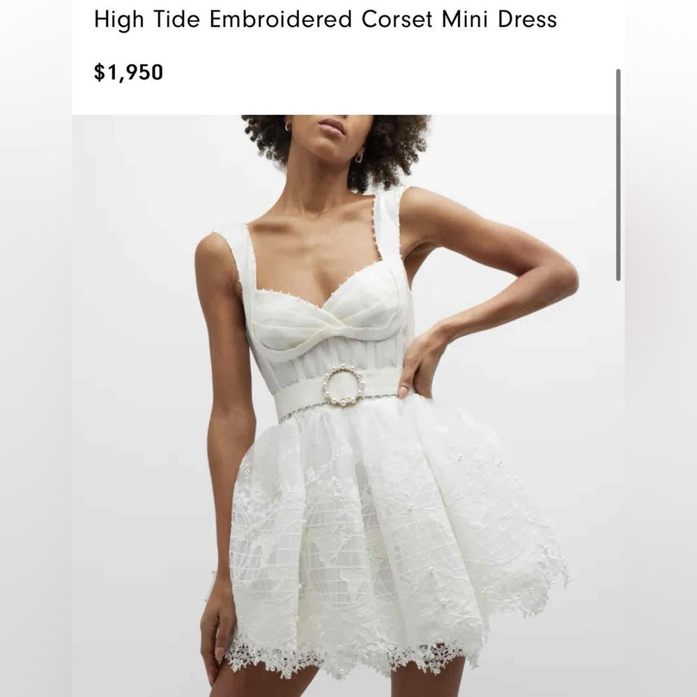 Zimmerman High Tide Embroidered Corset Mini Dress